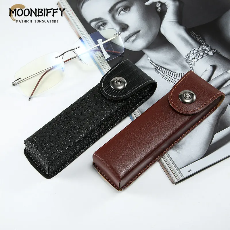 

Classic Leather Presbyopic Glasses Case Women Elegant Leather Glasses Box Men Business Glasses Cases Suitable for Narrow Glasses