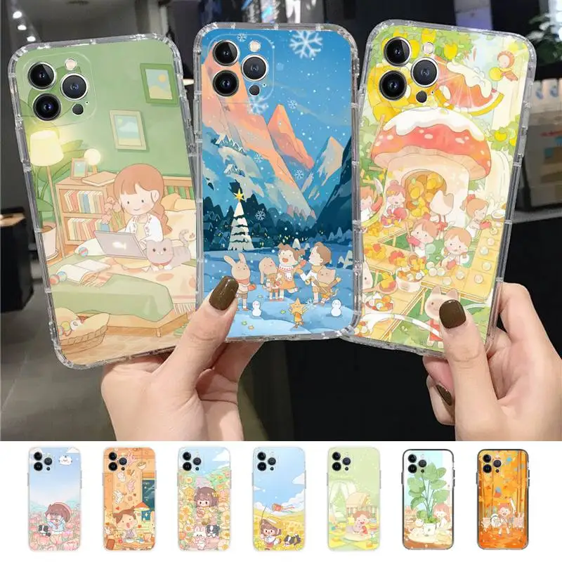 

Cartoon Girl illustration Phone Case for iPhone 11 12 13 mini pro XS MAX 8 7 6 6S Plus X 5S SE 2020 XR case