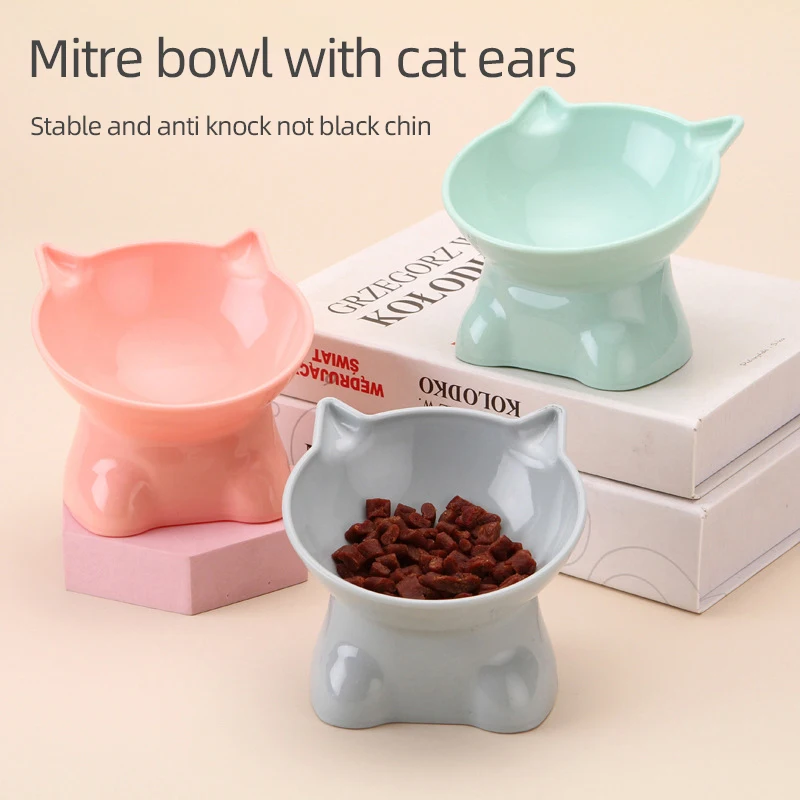 

Pet Bowl Protect Cervical Cat Bowl High Foot Cartoon Cat Shape Bowl Plastic Cat Food Dispenser Bowl Dog Bowl Pets Supplies
