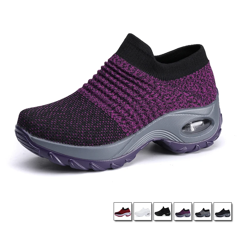 

Women Shoes Sneakers Running Shoes 2023New Light Mesh Breathable Mix Colors Platform Slip-On Female Sports Shoes Female zapatos