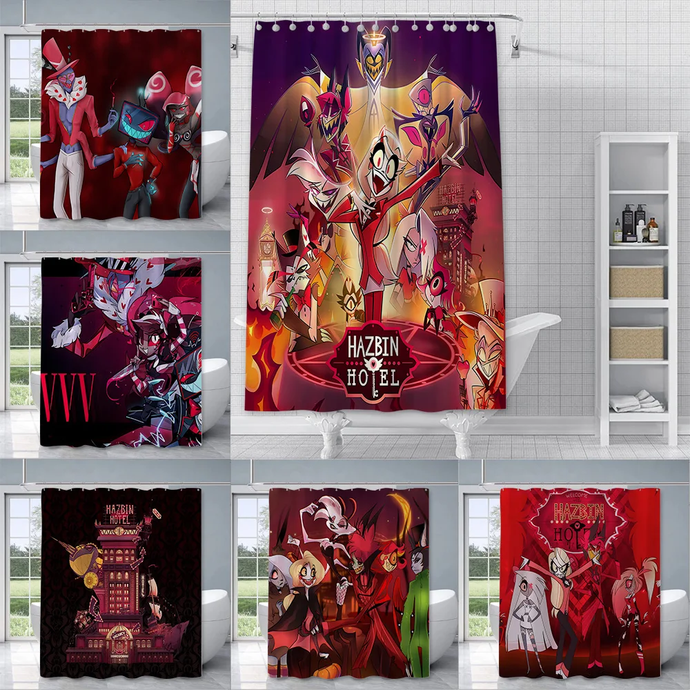 Мультяшные H-Hazbin занавески для душа в отеле водонепроницаемые яркие ванной с