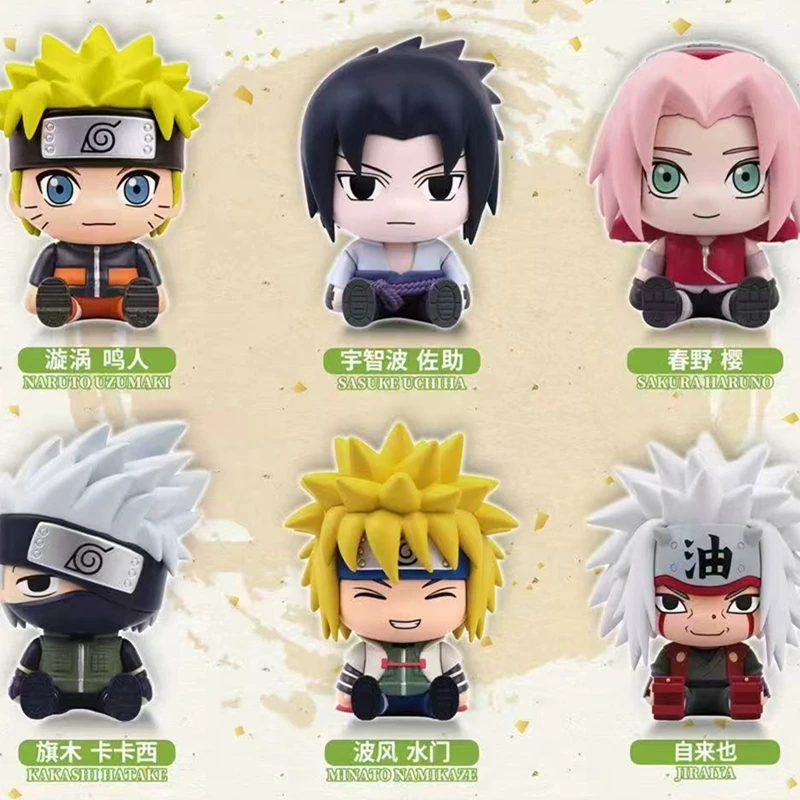 Фото Оригинальная коллекционная фигурка EAKI NARUTO Shippuden Sticky Sit Series Blind Box: Наруто Узумаки, Саске Учиха, аниме-фигурка, загадочная коробка, модель-украшение №1