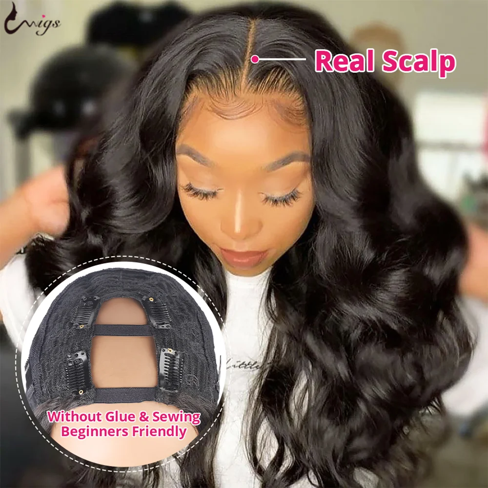 Парики Uwigs с U-образной формы парики из человеческих волос для женщин парик