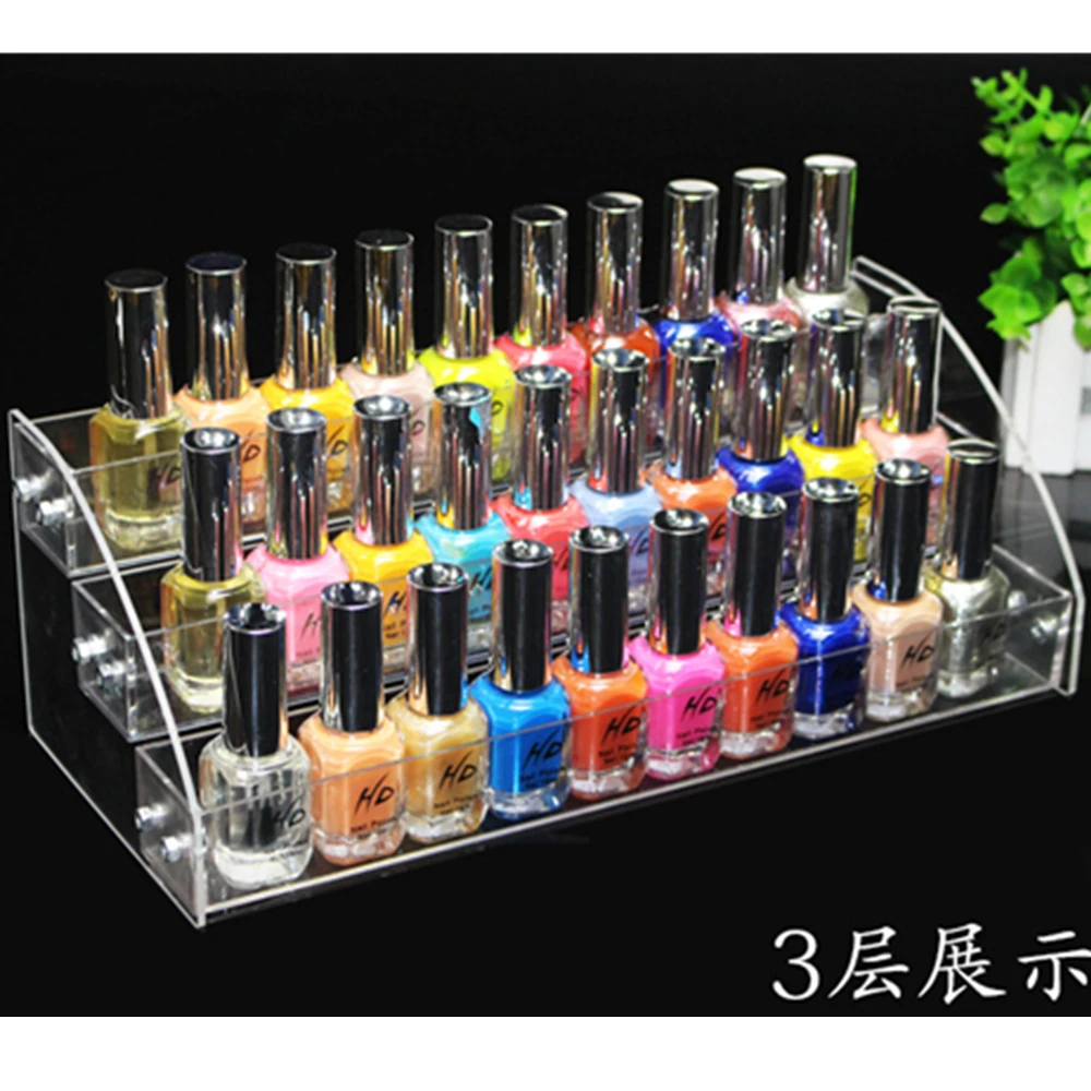 Multifunction Clear Acrylic Nail Polish Rack Cosmetic Display Stand Holder Manicure Tool Storage Organizer 3 Layer