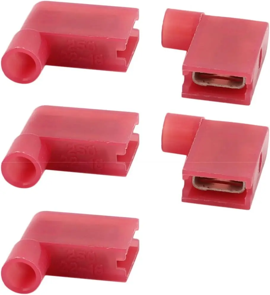 Обжимные клеммы с флагом, 5 шт., нейлоновые полностью изолированные разъемы для проводов, красные