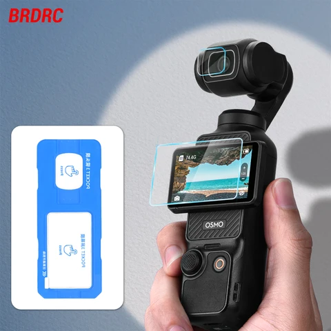 Закаленная пленка BRDRC для DJI Pocket 3, пленки для объектива камеры + защита экрана от царапин с вспомогательными инструментами, простота установки