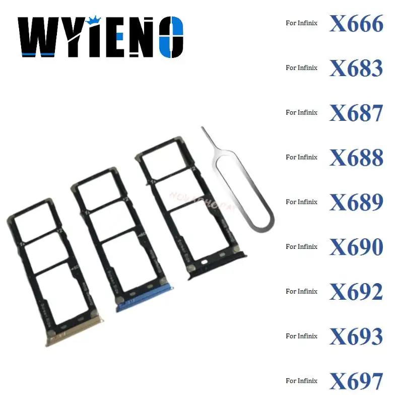 

Wyieno Top Black SIM Card Tray For Infinix X666 X683 X687 X688 X689 X690 X692 X693 X697 Sim Holder Slot Adapter Reader