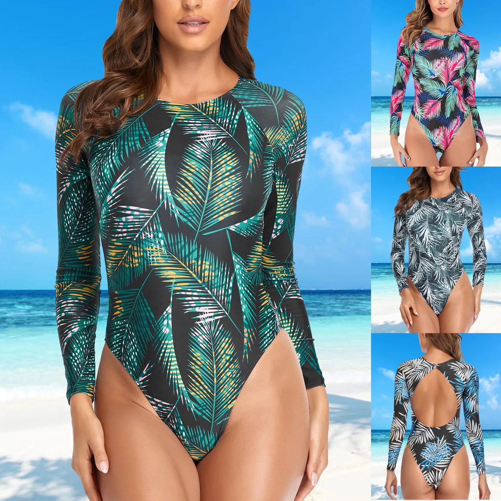 

Новый сексуальный купальник с принтом, женский купальный костюм с открытой спиной, Цельный купальник, бандажная пляжная одежда, купальный к...