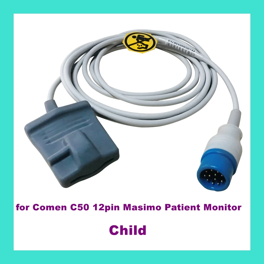 

Child Finger Clip Ear Clip Silicone Long Cable Reusable Spo2 Oxygen Sensor for Comen C50 12pin Masimo Patient Monitor