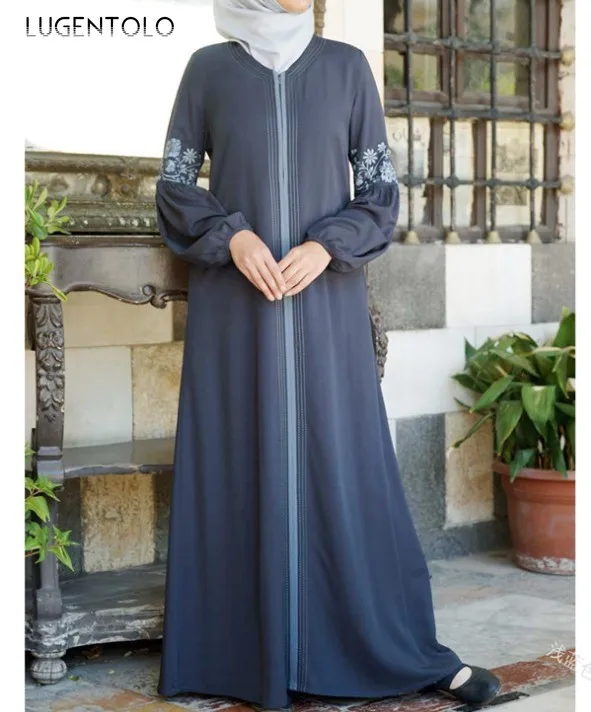 

Женское шифоновое платье с длинным рукавом, повседневное Длинное свободное платье в винтажном стиле с принтом, в мусульманском стиле, большие размеры