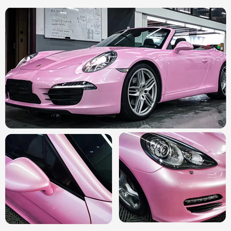 

1.52*18M Glossy Cherry Pink Car Color Changing Film Auto Body PPF sticker Macaron purple green wrap Vinyl Paint Protection Film