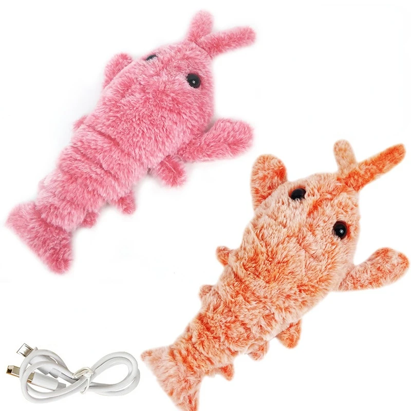 Electric Jumping Cat toy Shrimp Moving Simulation Lobster Electronic Plush Toys For Pet dog cat Children Stuffed Animal toy images - 6