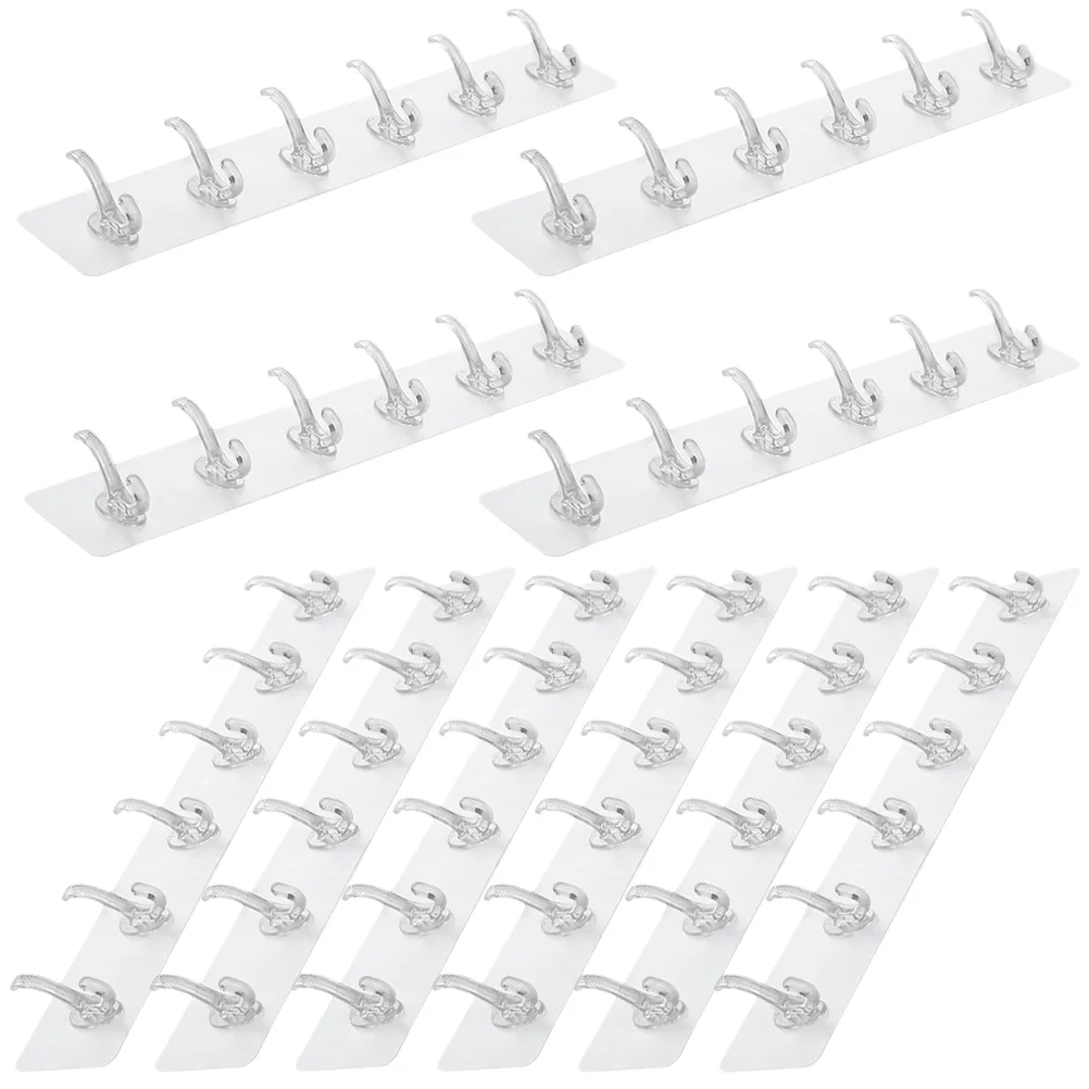 

10 Pcs Shelfs 6-claw Hooks Rack Living Room Coat Hangers Adhesive Punch Free Clothes Holder For Home Pp Kitchen Storage Row