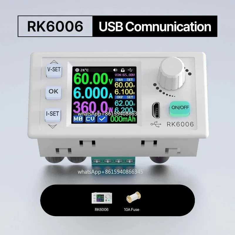 Регулируемый источник питания RK6006, 6А 60В, понижающий преобразователь напряжения DC-DC для лабораторий, с обновлением прошивки, стабилизированный USB-преобразователь напряжения (Buck-конвертер) (art.: 3920d7bd1a97e) - 3920d7bd1a97e