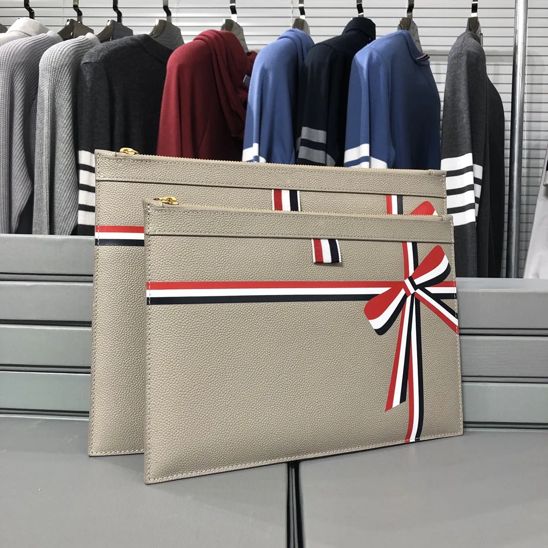 TB THOM Clutch Bag High Quality Men Women Business Causal Envelope  Bag Fashion Brand Bowknot Design Purse Phone Bag