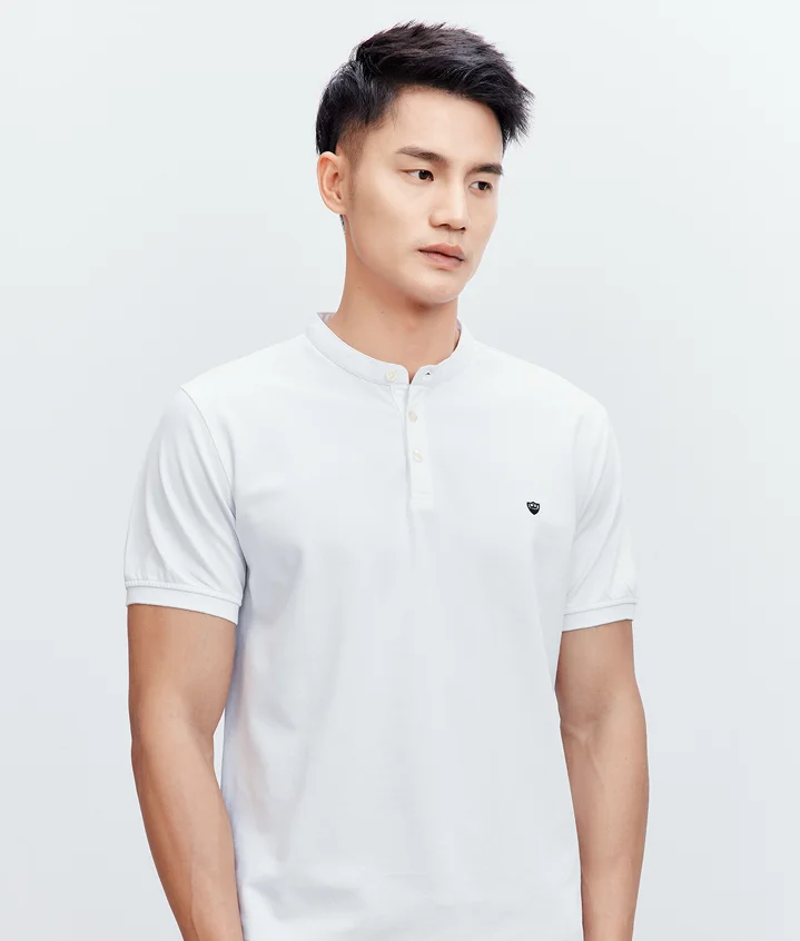 J8533-Men's summer leisure simple solid color embroidery trend t-shirt men's stand collar short sleeve polo shirt.