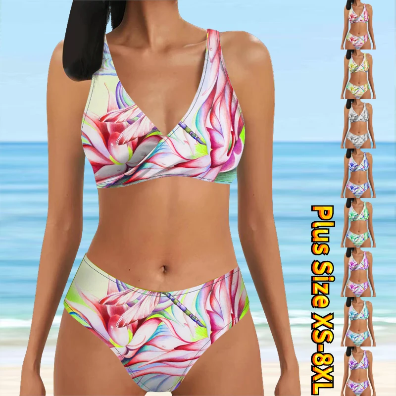 

Новинка 2023, бикини, сексуальный пляжный купальник, Женская Летняя мода, новый дизайн, купальник с принтом, комплект бикини, женский купальник из двух предметов