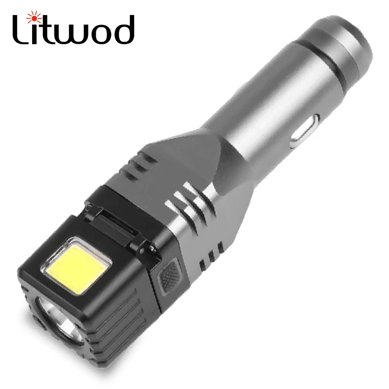 

Car Charger High Quality Aluminum Led Flashlight COB Emergency Lighting Bulb Torch Built in Rechargeable Battery Lantern XP-G Q5