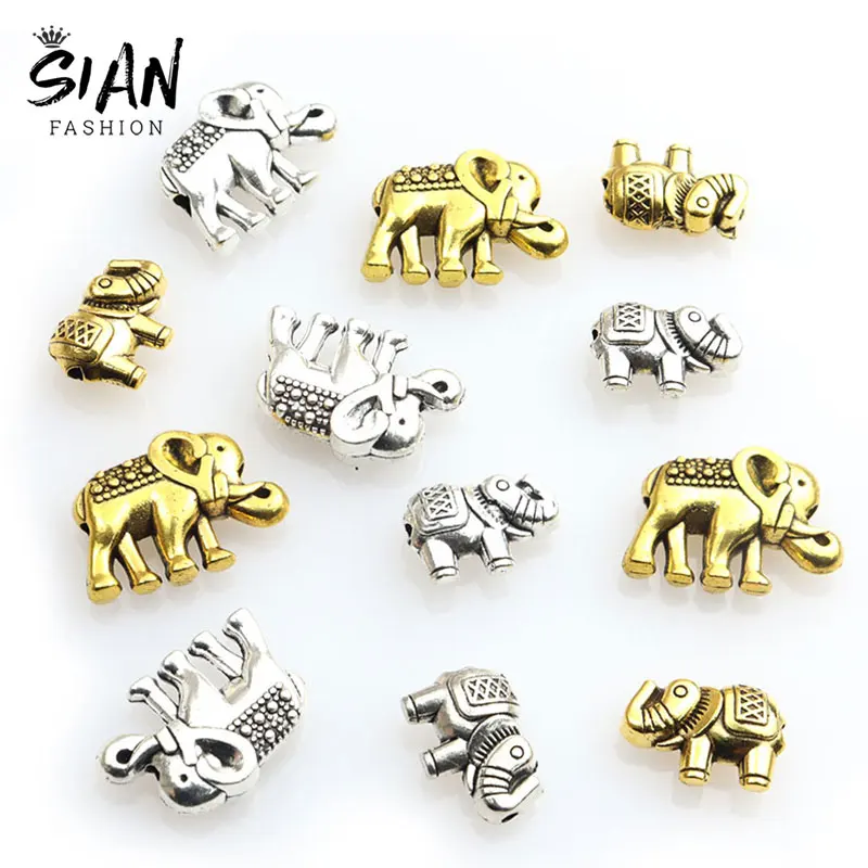 

10/20pcs Antique Gold Color Elephant Loose Spacer Beads Zinc Alloy Animal Beaded Charms for Jewelry Making Bracelet DIY Gifts