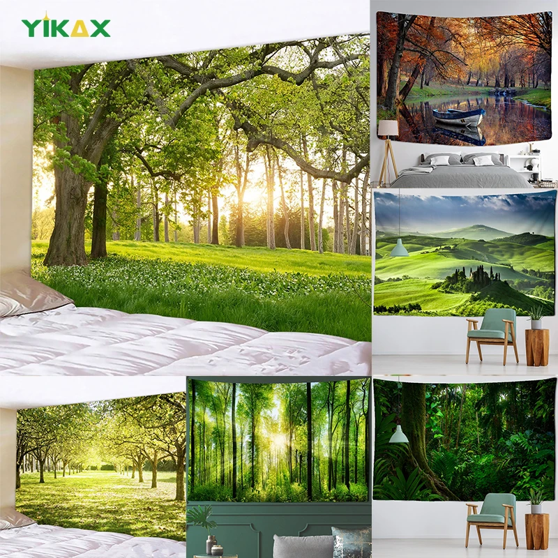

Beautiful Natural Forest Printed Tapestry Wall Hanging Aesthetic Hippie Bohemian Mandala Art Living Room Home Bedroom Decoration