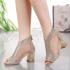 Женские ботильоны с открытым носком, на высоком каблуке