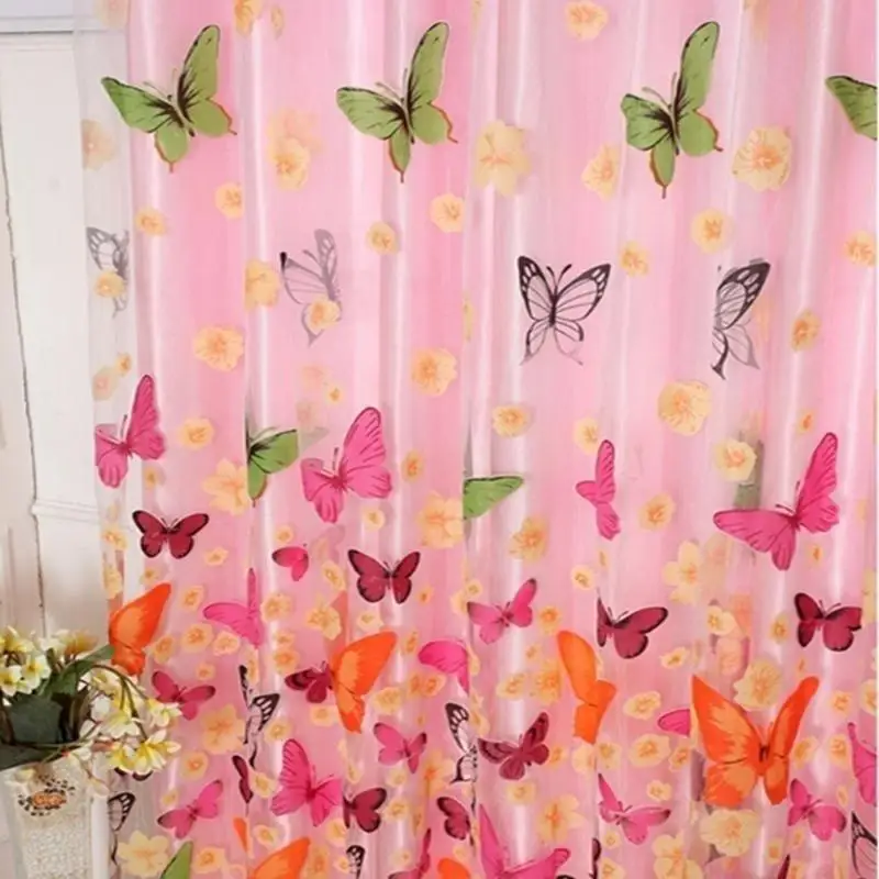 1 шт. романтичная прозрачная занавеска с принтом бабочек окно балкон тюль декор