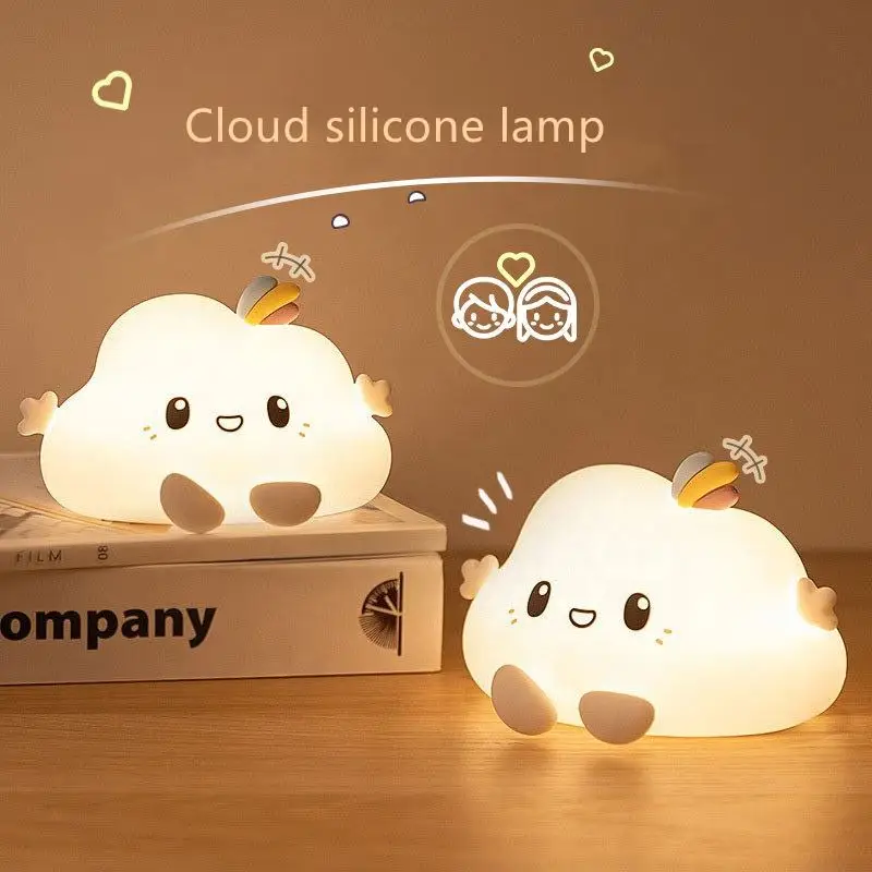 Christmas Birthday Gift Silicone Night Light For Children Cute Cloud Touch Sensor Nightlight Creative Bedroom Bedside Soft Light