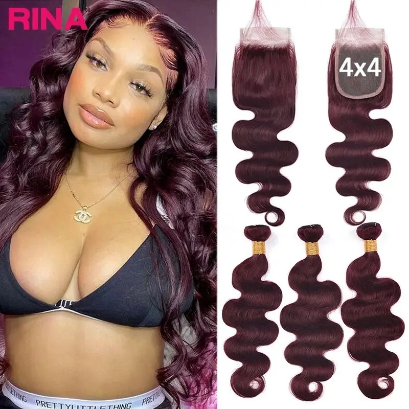 99J темно-бордовые волнистпряди с застежкой бразильские однородные пупряди