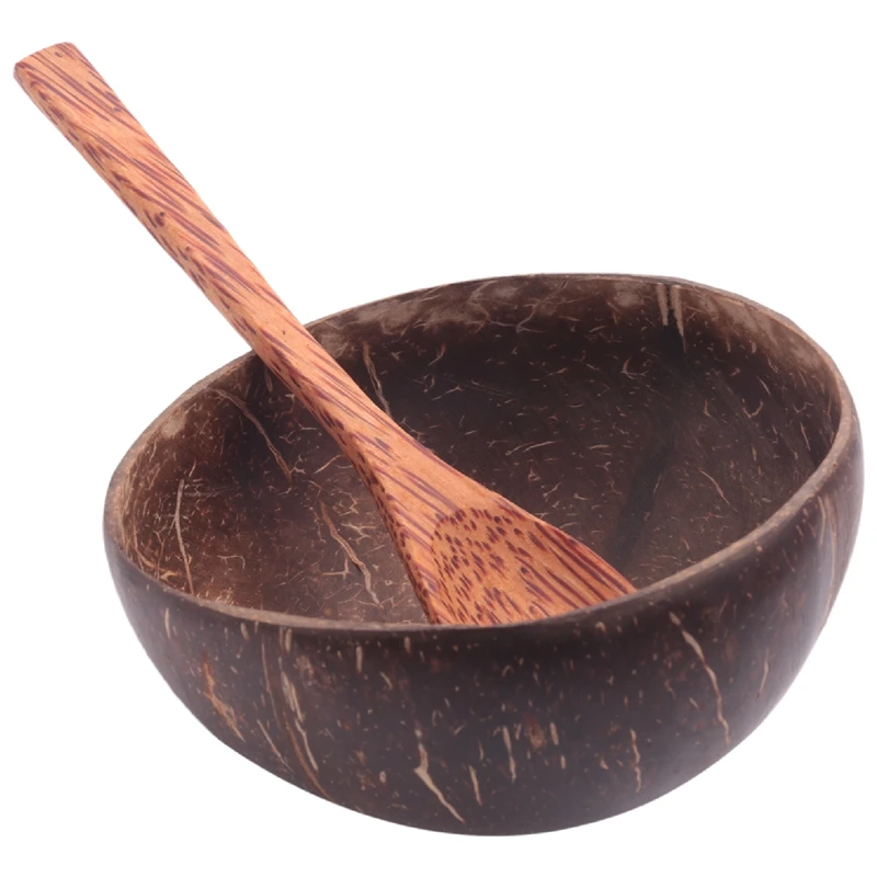 

Набор из 4 кокосовых мисок и ложек, миксер для смузи с салатом, десерт, фруктовое мороженое, миска для закусок для кухни, столовый набор