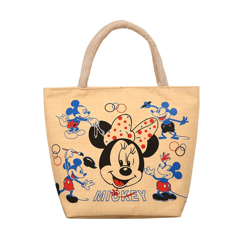 

Маленькая сумка Disney с мультяшным рисунком, новая модная Холщовая Сумка с принтом, Повседневная сумка для обеда с Минни Маус, ручная складная...