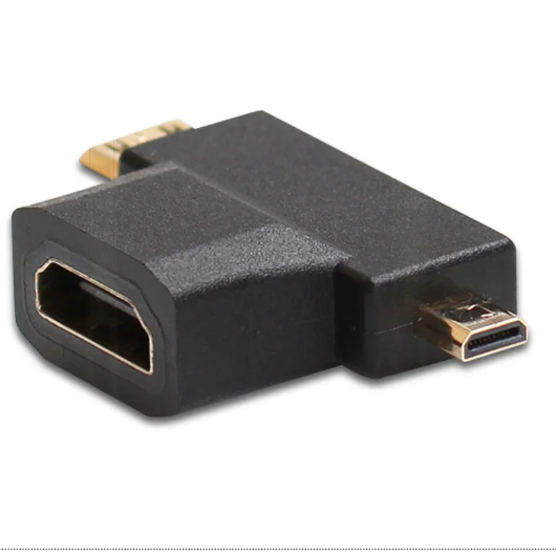 Адаптер 3 в 1 HDMI-совместимый с Micro HDMI штекер MiniHDMI 4 гнездовой адаптер T-образный
