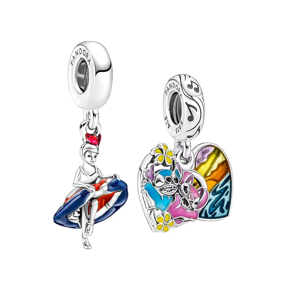 Pandora S925 Dancer Cute Stitch Pendant for Ladies, Bracelet, Collier, DIY Executive Jewelry Accessrespiration, Romantique and Beautiful