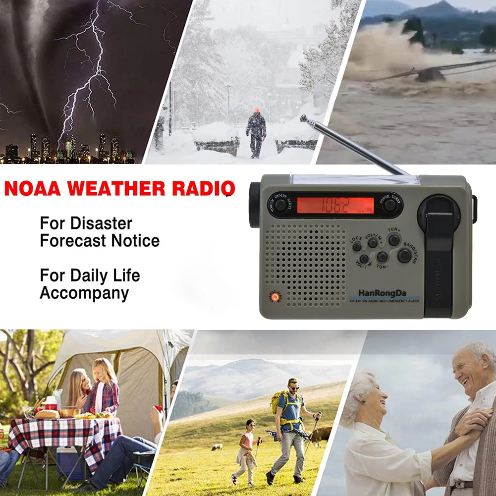 hrd900 multifunctional radio full band solar powered amfmsw radio emergency led flashlight power bank for cell phone outdoor free global shipping