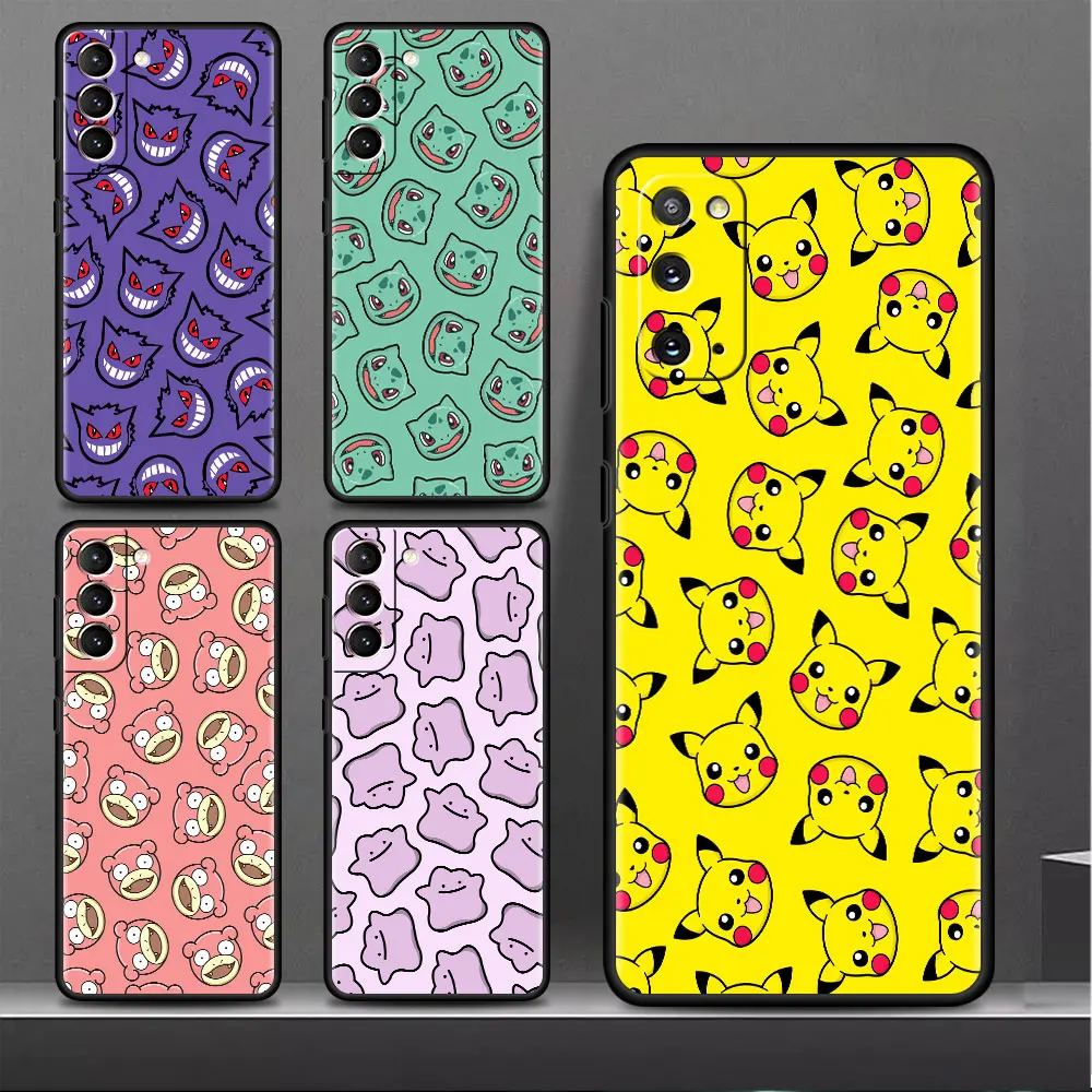 

Case For Samsung Galaxy S22 S20 S21 FE S10 S9 Plus S8 Note 20 Ultra 10 Plus Soft Phone Shell Pokemon Pikachu Cartoon
