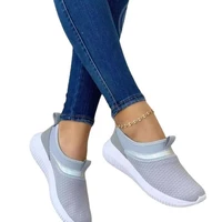 2022 new women sneakers spring autumn knitted fabric ladies comfy slip on loafers outdoor running jump casual flats shoes woman
