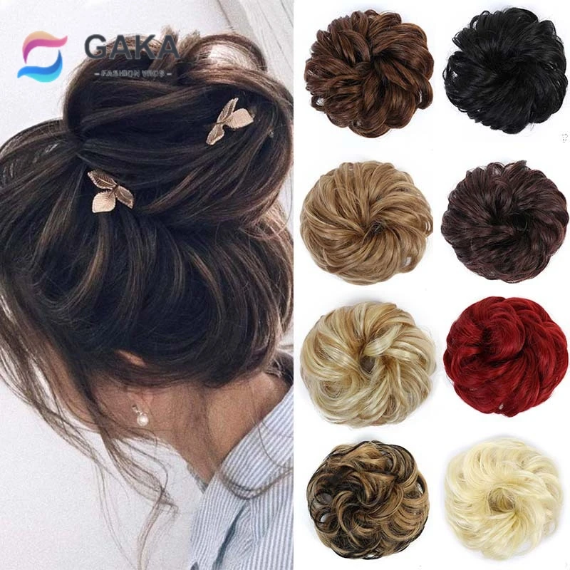 

GAKA Synthetic Bun Extensions Messy Curly Bouncy Hair Curly Wigs Curly Chignon Donut High Bun Hair Pieces For Women