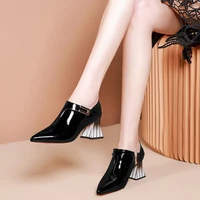 2022 spring new womens shoes girls leather high heels pointed toe woman pumps luxury white black dress shoe loafers