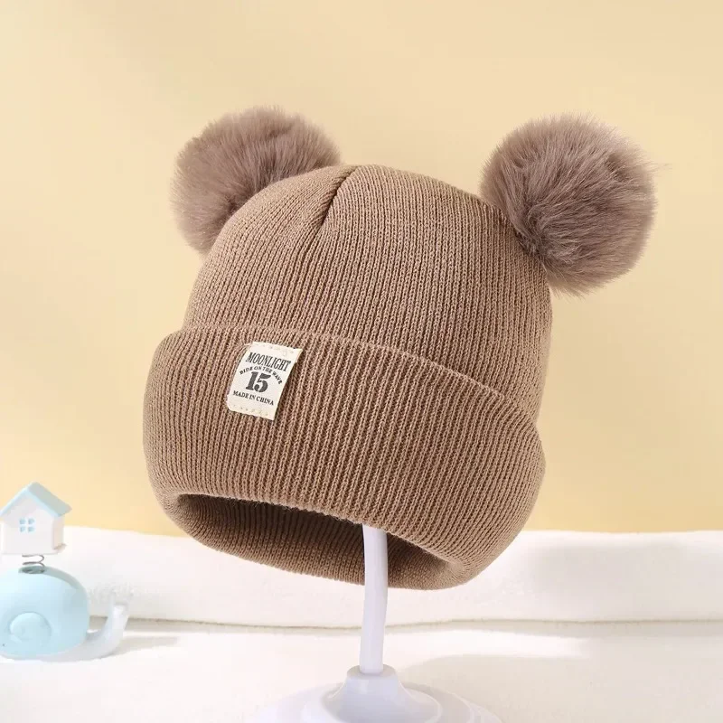 

Solid Color Wool Knitted Bonnet Bebe Newborn Baby Hat Pompom Cute Winter Hat for Kids Boys Girls Children Warm Beanie Cap 0-3Y