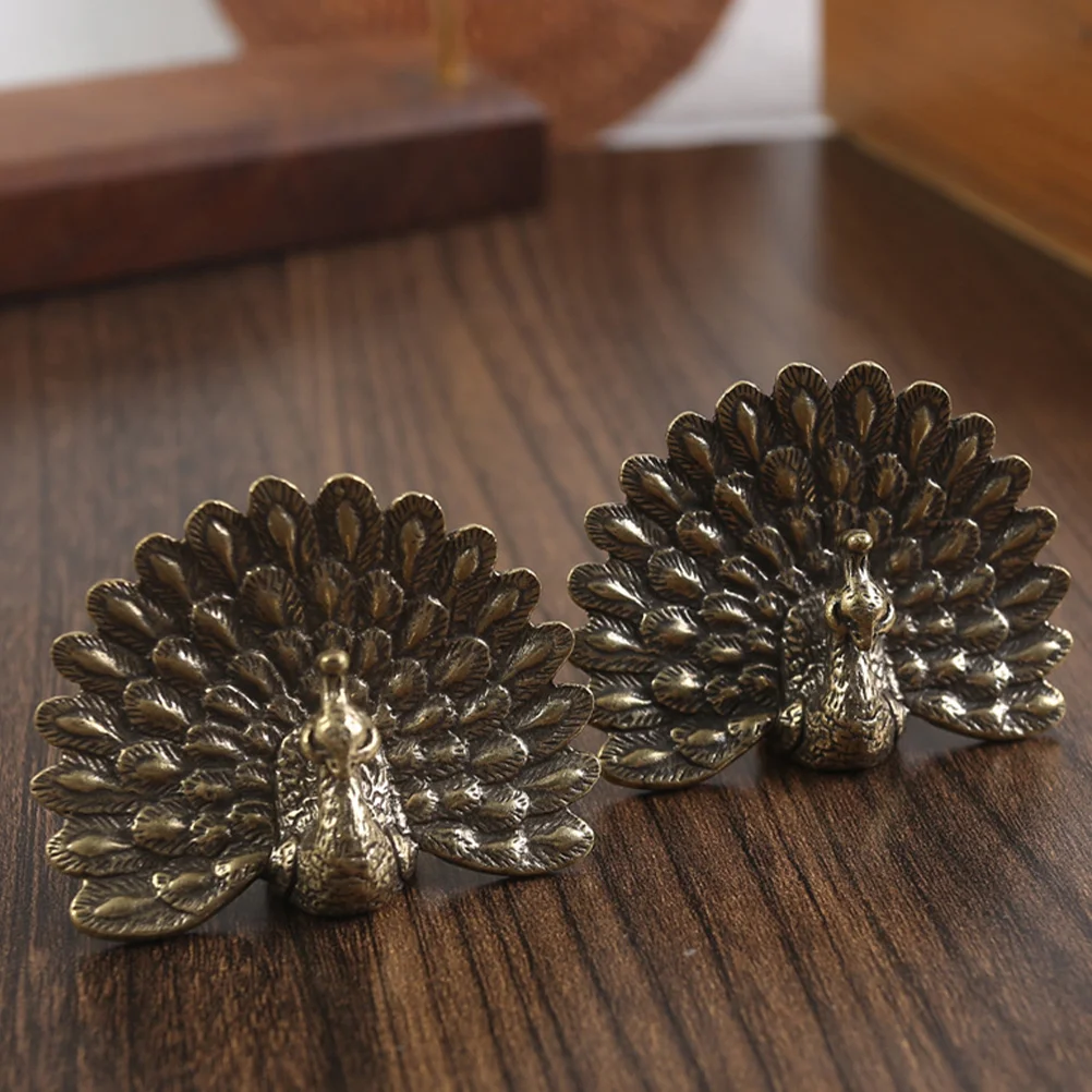 

Peacock Figurine Small Peacock Ornament Brass Statue Tea Pet Desk Decoration