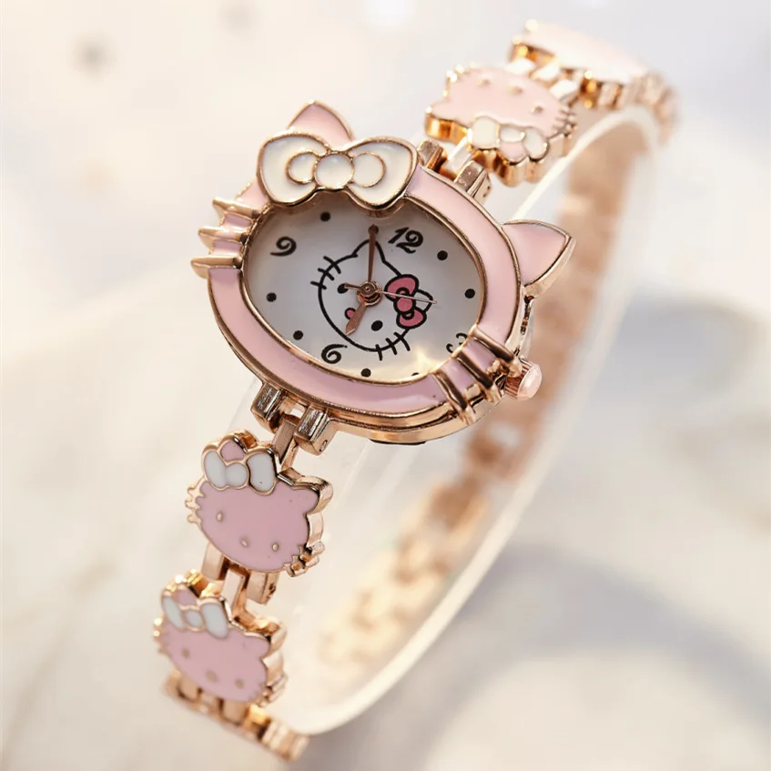 Sanrio Fashion Hello Kitty Orologio Per Bambini Orologio Per Studenti Cinturino In Acciaio Bracciale Da Donna Orologio Al Quarzo Elettronico Regalo Cr