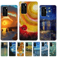 case for huawei p50 p40 p30 p20 p10 lite cover for huawei mate 20 10 pro anti fall paintings starry night van gogh