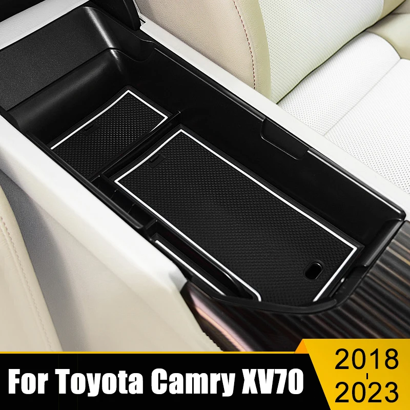 

For Toyota Camry 70 XV70 2018-2021 2022 2023 Car Central Armrest Storage Box Center Console Flocking Organizer Tray Accessories