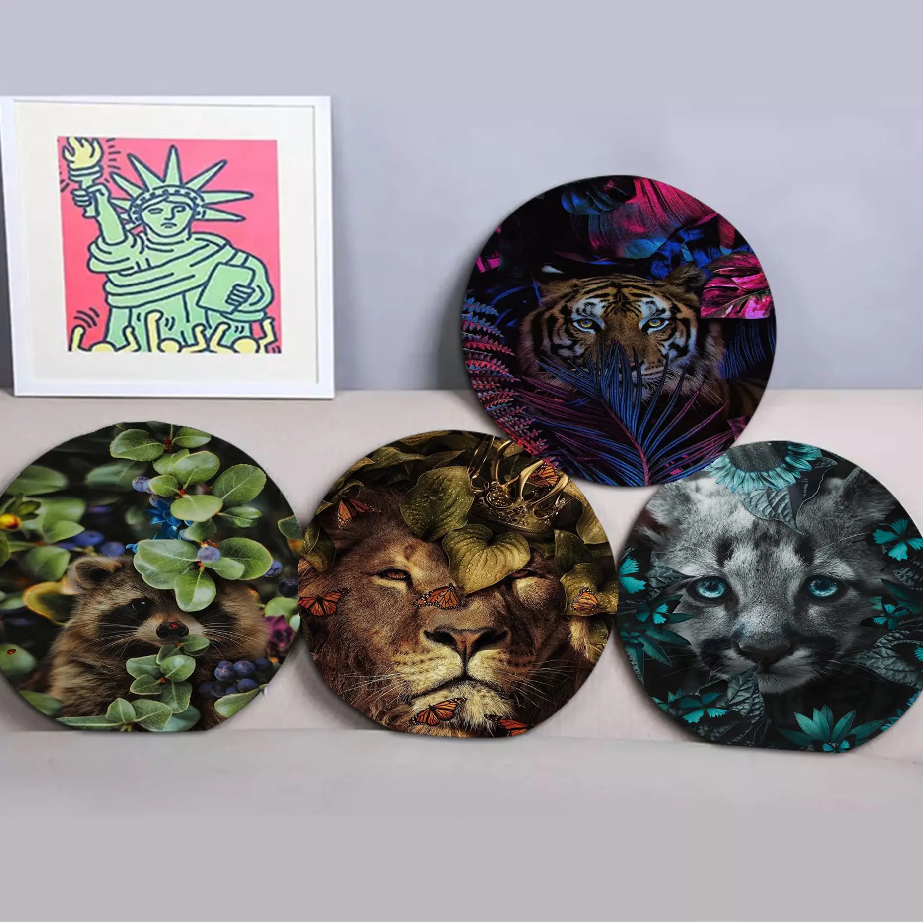 

Nordic Flower Animal Mural Tiger Lion Zebra Simplicity Multi-Color Cushion Non-slip Living Room Sofa Students Stool Office Pad