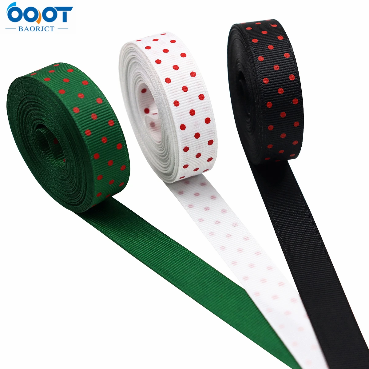 Лента в рубчик с круглым рисунком 16 мм 10 ярдов