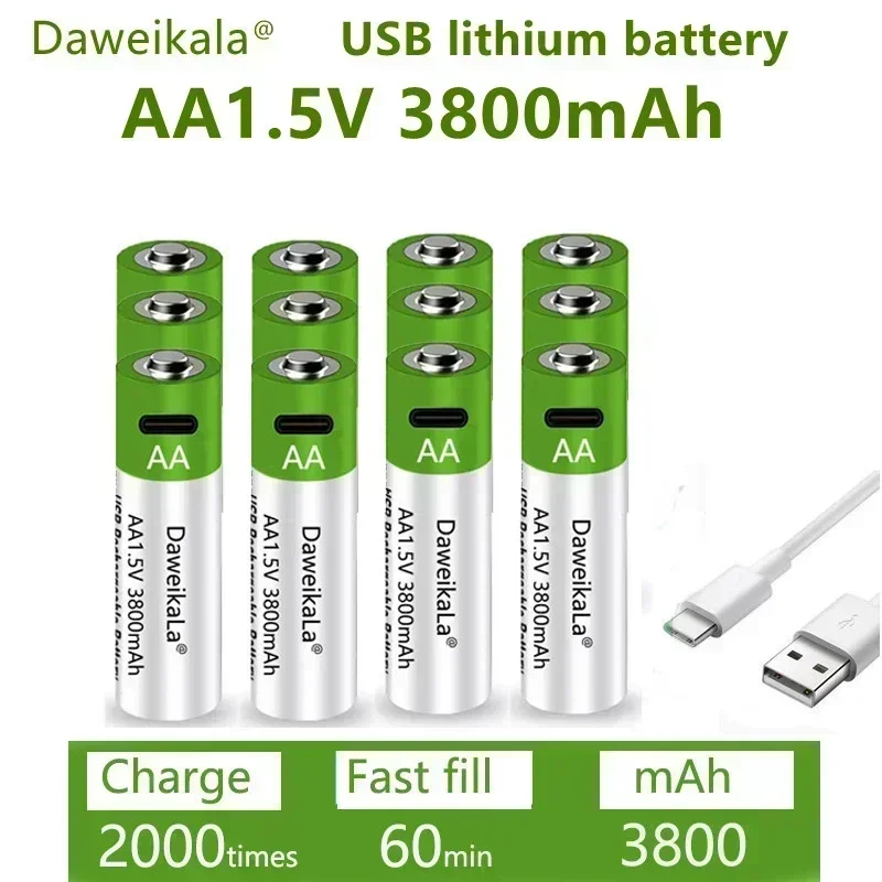 Быстрая зарядка аккумуляторная батарея 1 5 В AA1 3800 мАч сменная литиевая