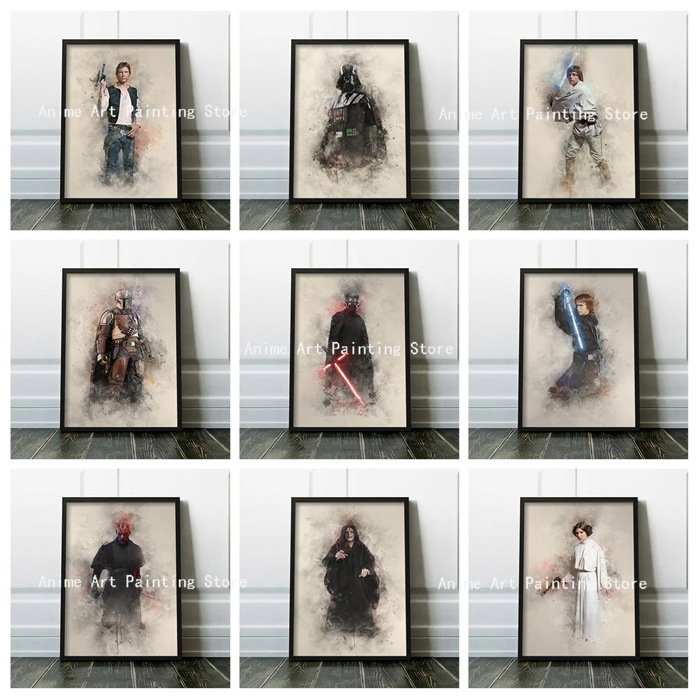 

Disney Star Wars Watercolor Art Poster Movie Canvas Painting Wall Art Picture for Living Room Kids Bedroom Cuadros Home Decor