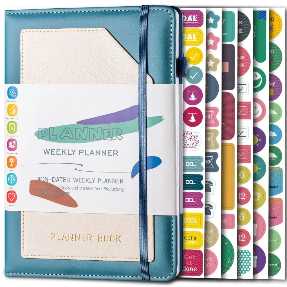 

A5 Weekly Plan Monthly Plan Agenda Planner Journal Book Lattice Grid Diary Planner with Stickers Office School Supplies