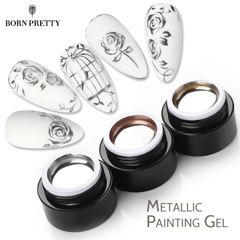 BORN PRETTY Sparkling Metallic Painting Gel Polish Soak Off Gel Nail Polish Flower Drawing Gold Silver Mirror Glitter UV Gel 5ml BORN PRETTY Sparkling Metallic Painting Gel Polish Soak Off Gel Nail Polish Flower Drawing Gold Silver Mirror Glitter UV Gel 5ml