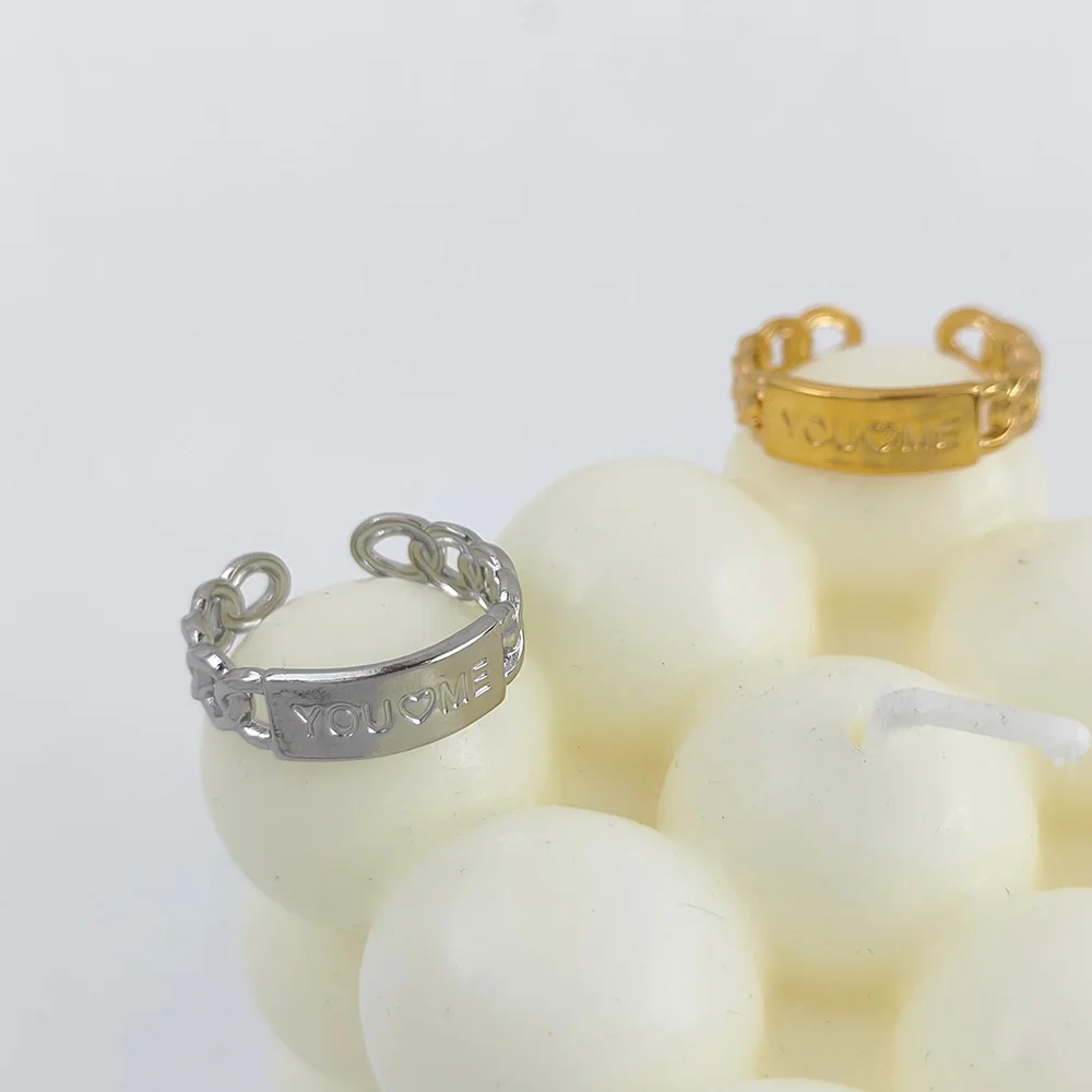 

Stainless Steel Opening Adjustable Hollow Love Heart Minimalist Fashion Rings for Women Party Office Jewelry