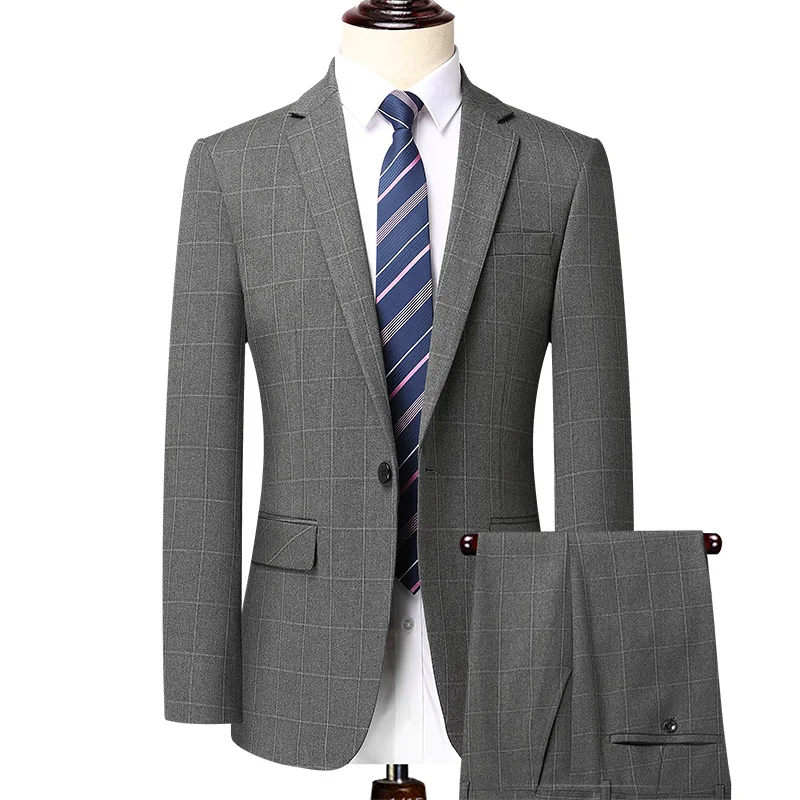 

2023 (Blazer+ Western Pants) Men's Italian Style Fashion Business Casual Korean Version Gentleman Wedding Hosting 2-piece Set